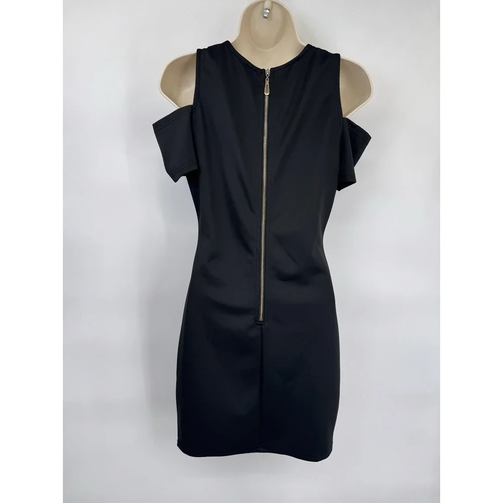 Available by Angela Fashion Cold Shoulder Dress Womens Small Black Beaded Mesh - Picture 8 of 12